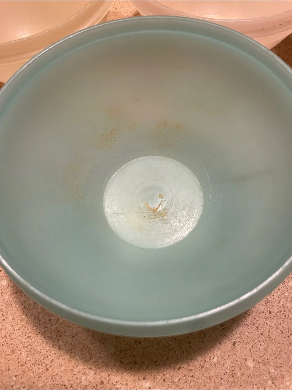 Vintage Tupperware Stackable Food Storage Bowls;Beige, Red, and Light Blue Lids